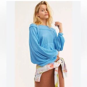 Free People Westend Thermal Top in Blue Skies Sz XS
